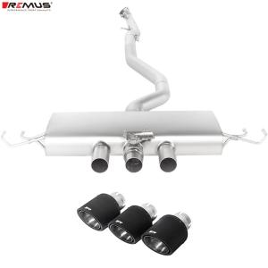 Honda Civic Performance Exhaust - Remus - Cat Back Straight w/Carbon Single Pipe - Black Chrome - 2.0L Turbo - 2017